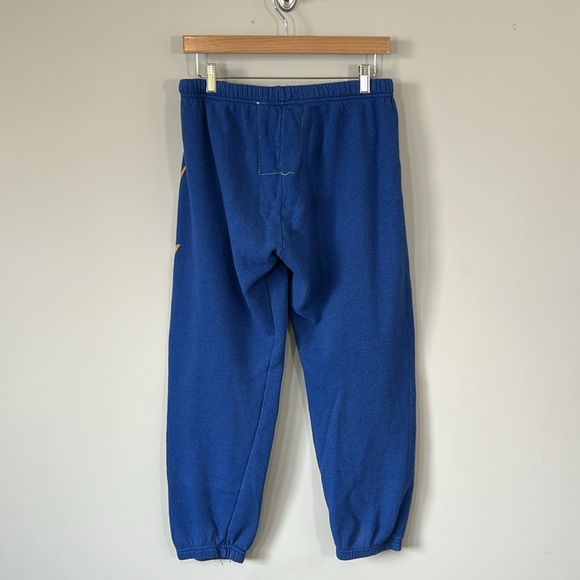Aviator Nation Bolt Sweatpants Hand Sewn Blue Cinched Ankle Trendy Comfy Sz L - Picture 8 of 15